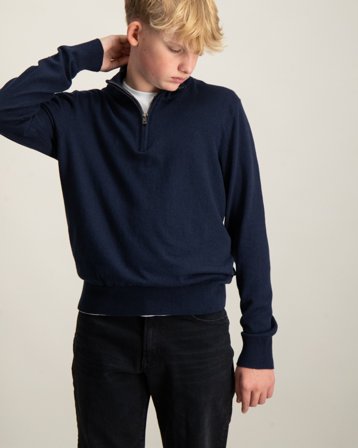 Grunt GRLudvig Half Zip Knit Blå Genser Gutt - Kids Brand Store