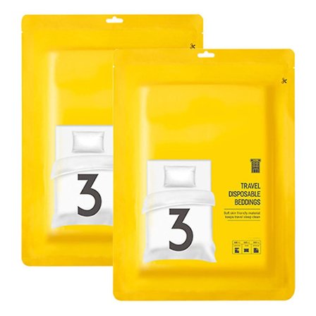 2 sæt engangsrejselagen, dynebetræk, pudebetræk, ikke-vævet stof, 3-delt sæt