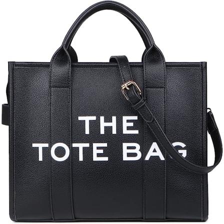 Shopper til kvinder, PU-læder shopper, skuldertaske, crossbody-taske eller håndtaske til skole, kontor, rejser (10,6 x 13 x 6,3 tommer)