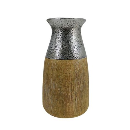 Vase 8x8x15cm Polyresin Naturlig Sølv