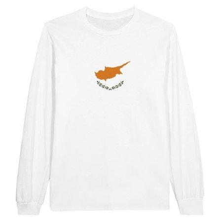 Langærmet T-shirt - PIXELFORMA - Cyperns flag - 100% bomuld - Optimal komfort - Forstærkede sømme