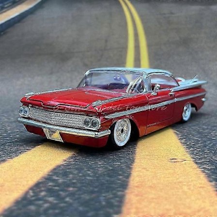 [LLC]25-26 1:24 Diecast Bilmodell Leketøy 1959 Chevy Impala Miniatyr Kjøretøyreplika Samlerutgave