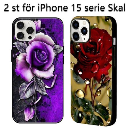 2 kpl Ruusu kukka iPhone 15 Suojakotelo, Hieno iPhone 15 Pro Kotelo iPhone 15 Plus 15 Pro 15 Pro Max -puhelimille