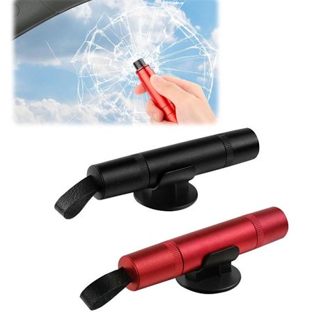 2-i-1 Rudeknuser Pakke med 2 Selekniv Nødudgangsværktøj til Bil Med Stativ Nødhammer Bilsikkerhedshammer og Varevognsredningsværktøj Ældre