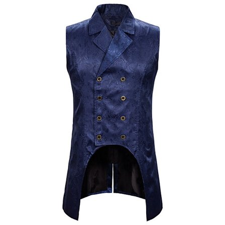 Herre Gothic Steampunk Dobbeltbrystet Jacquard Brokade Vest Veste Ærmeløs Frakke