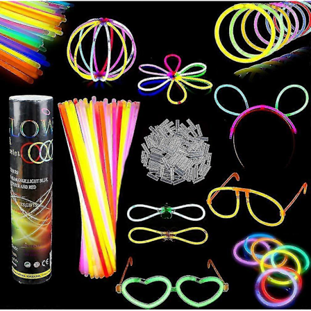 100 Glow Sticks Självlysande Stav Mixade Färger Glow Sticks Självlysande Stav Ljusstav För Glasögon, Armband (FMY)