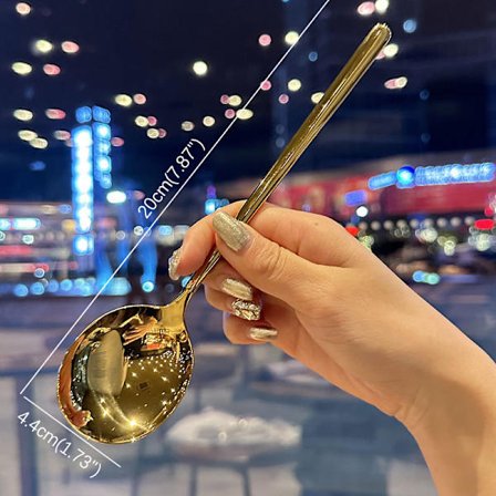 Rustfrit Stål Stort Hoved Rund Ske Net Rød Gylden Middag Lang