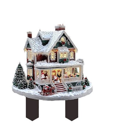 Julby 21x25cm Julbyhus Miniatyr Julby Dekorativt Bord och Julgran Akrylskiva