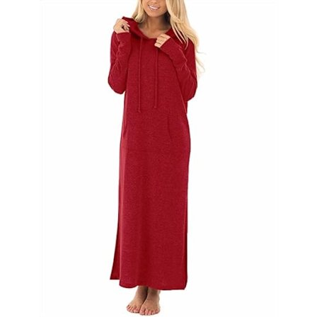 Klänning med luva för kvinnor med fickor