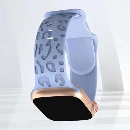 Graverad rem för Apple Watch Ultra Band ultra 49mm 8 7 44mm 45mm 41mm 40mm 42mm Leopard silikonarmband iwatch se 3 6 5 38mm blue 01 38mm 40mm 41mm