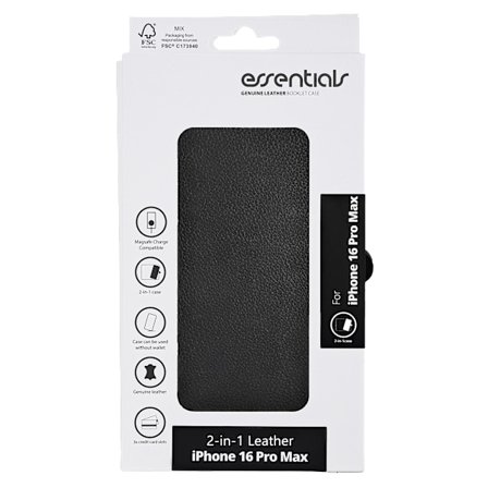 iPhone 16 Pro Max leather Mag wallet, detach, magnetic,black