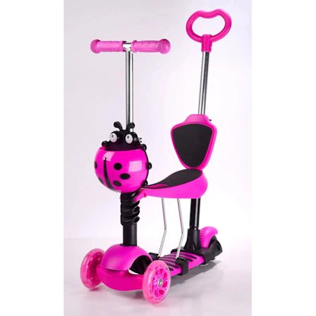 Ladybug Scooter Med Fotstøtte Pedal Kick Scooter Med Sikkert Håndtak (roserød)