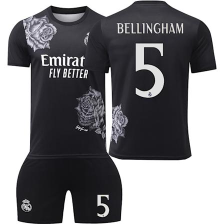 24-25 Real Madrid Joint No.5 Bellingham Barnas Fotballtreningsdraktsett for Voksne Svart Black 20