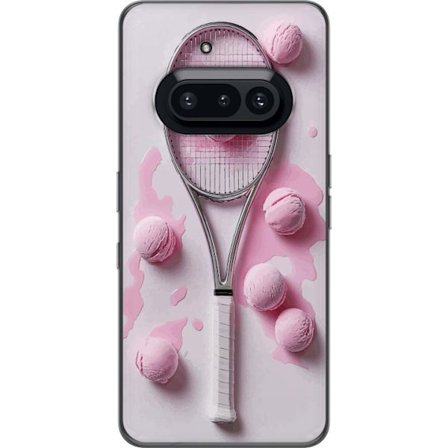 Kompatibel Mobilcover til Nothing Nothing Phone (3a) Rosa glaskugler og tennisketsjer i et kreativt stillbillede med legende popfølelse og moderne de