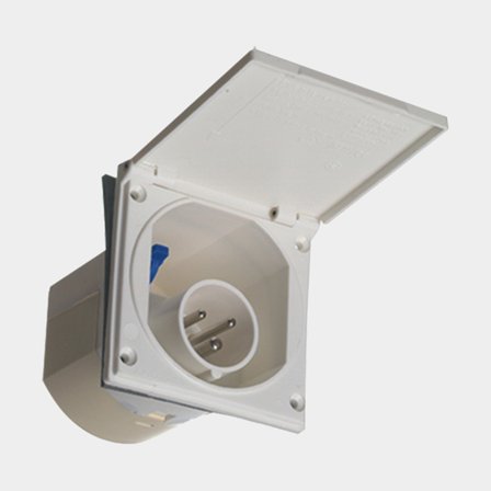 Landstromeingang für Einbau, 220 V, CEE (Stecker), mit spritzwassergeschütztem Deckel - Boot