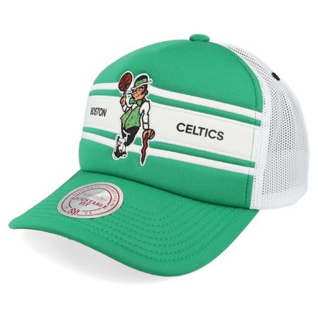 Mitchell & Ness - NBA Grön trucker Keps - Boston Celtics Sideline Green/White A-frame Trucker @ Hatstore