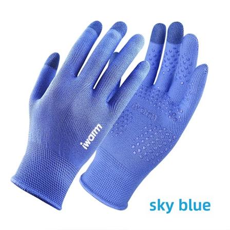 Iwarm Varma Solskyddshandskar för Män Kvinnor Utomhus Sommar Anti-UV Förhindra Halka Pekskärm Ridhandskar G2684 sky blue All yards