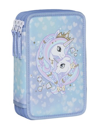 Beckmann Norway Three Section Pencil Case W/Content - Unicorn Princess Ice B - Blue - ONE SIZE