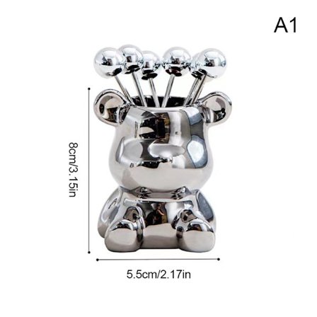 6stk Rustfri Stålgafler Med Opbevaringskrukke Bjørneredskaber Til