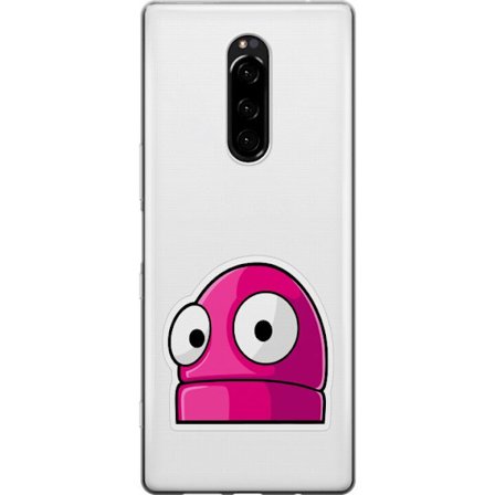 Kompatibelt Mobildeksel til Sony Sony Xperia 1 Rosa tegneseriefigur med store øyne i leken og humoristisk stil