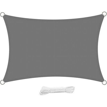Rektangulärt solsegel 3x4 meter Vattentätt solskydd Vattenavvisande Anti UV 4x3m för trädgård terrass uteplats, grå