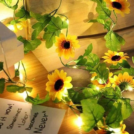 Solcelled Kunstig Solsikke Girlande Solsikke Girlande Hængende Lampe