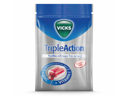 Vicks Triple Action Halstabletter, 72 gram