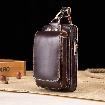 Bull Captain 028 Multifunktions nötkreatursläder Midjeväska Magnetspänne Mobiltelefon Bältesväska