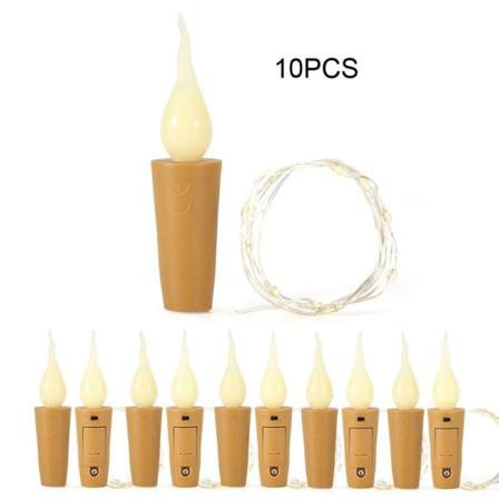 10 stk korkstrengslys fe lysflaske LED-lampe batteri