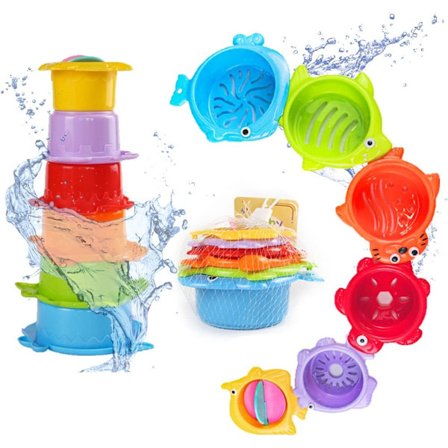 Baby Stapelbara Koppar Plastkoppar Småbarn Badleksaker Staplingskopp Babyleksak Aktivitets Nesting Kopp 6 Se