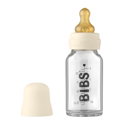BIBS Baby Glass Bottle Complete Set Latex Ivory 110 ml, Børn & Forældre, Sutteflasker & Tilbehør, Sutteflasker
