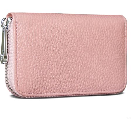 Kortholder med RFID-beskyttelse, ægte læder, mini kreditkortpung med lynlås