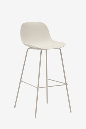Kave Home - Altea taburet med stålben 75 cm - Beige - Barstole & -taburetter - Fra Homeroom