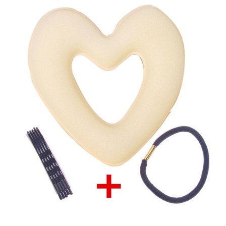 Bun Wraps Hårring Clip Sæt Hjerte Donut formet FARVE 5 FARVE 5