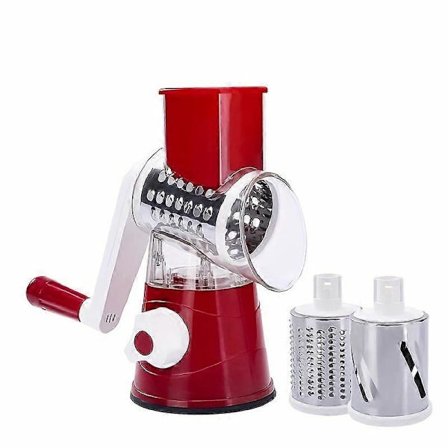 1. vihannesleikkuri, pyörivä vihannesleikkuri, vihannesraastin, manuaalinen juustoraastin, monitoiminen vihannesleikkuri, perunaraastin, punainen