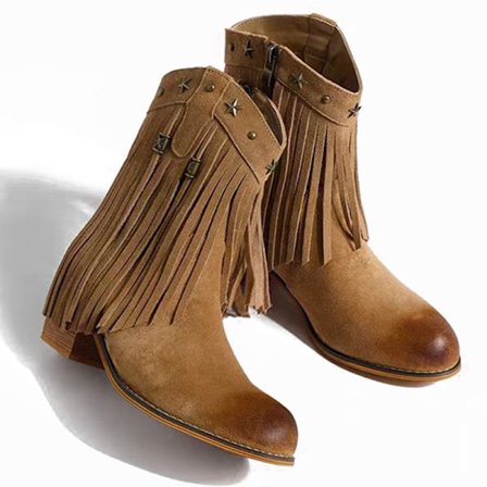 Naisten hapsu Western -saappaat, leveälestiset ratsastus cowboy-saappaat