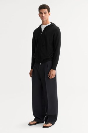 Soft Goat - Men's zip hoodie - Cashmere hoodie - L - Black