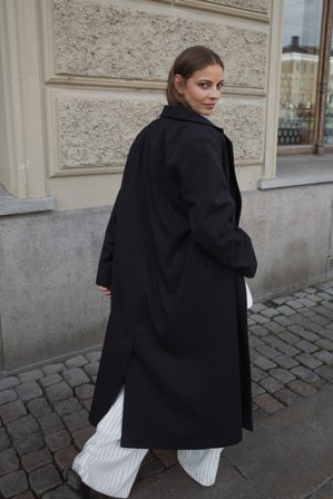 NA-KD zweireihiger leichter Mantel - Frühlingsjacken - Schwarz - EU 44