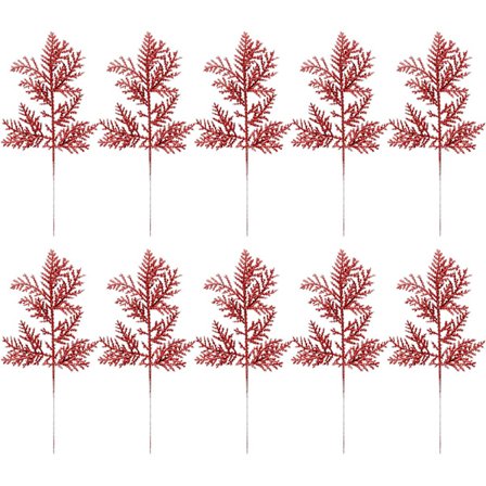 10 stk. kunstige juleblade med glitter, DIY juletræ