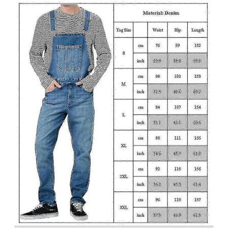 Miesten löysät denim-haalarit henkseleillä, housut, dungarees-farkkuhaalarit - WELLNGS