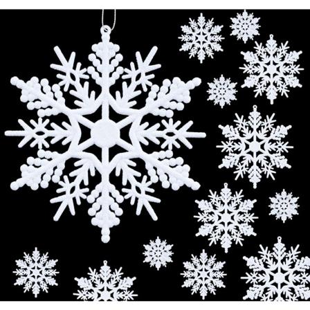 56 stk glitter snefnug hængende ornament hvid snefnug dekoration juletræ