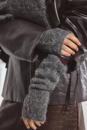 Premium Selection Mitaines en alpaga mélangé duveteux - Gants - Gris - One Size