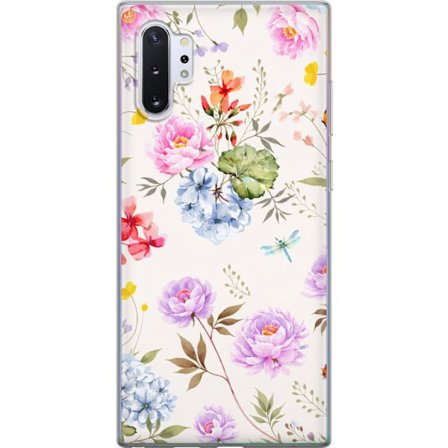 Kompatibelt Mobildeksel til Samsung Samsung Galaxy Note10+ Blomstrete mønster med håndmalte blomster, sommerfugler og insekter i romantisk skandinav