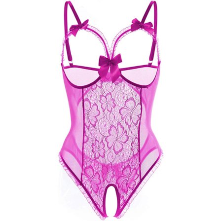 gerie for Women One-Piece Teddy Lingerie Sexy Bodysuit Lace Nightie Lilla Small