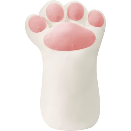 Smuk plys kattepote formet plys killingepude blød bomuld lang pude kaste sovepude dukke legetøj til boligindretning 21,65 tommer hvid