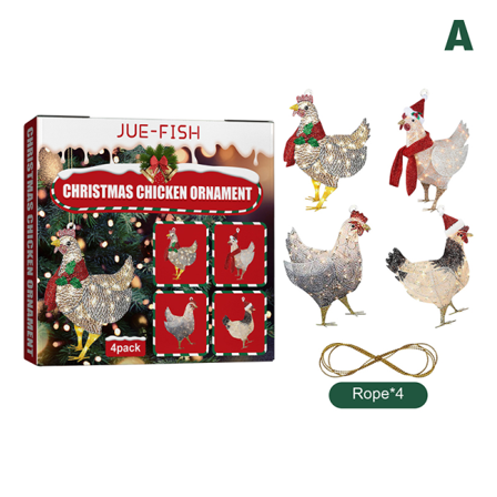 4st/ Set Halsduk Kycklingdekor Julgran Hänghänge