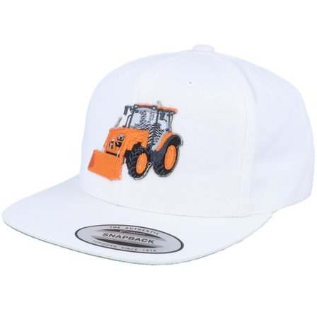Kiddo Cap - Vit snapback Keps - Orange Tractor White Snapback @ Hatstore