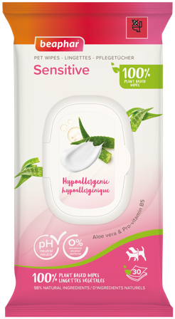 Beaphar BIO Pet Wipes Sensitive kosteat pyyhkeet, 30 kpl
