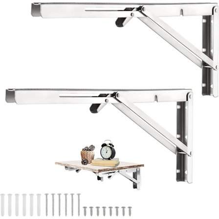 2 stk. 400mm vægmonteret foldbart beslag i rustfrit stål, foldbart konsolbeslag, kraftigt foldbart beslag