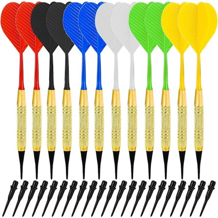 12 kappaleen pakkaus muovipäisiä 18 g:n 6-värisiä elektronisia dartseja